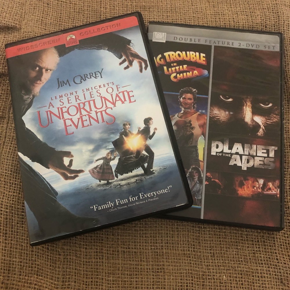 3️⃣ DVDs-‘A Series of Unfortunate Events,’ ‘Planet of the Apes,’ ‘Big Trouble…’📀